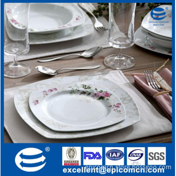 luxury square new bone china finished products dinnerware set&dinner set/flower decorated plate